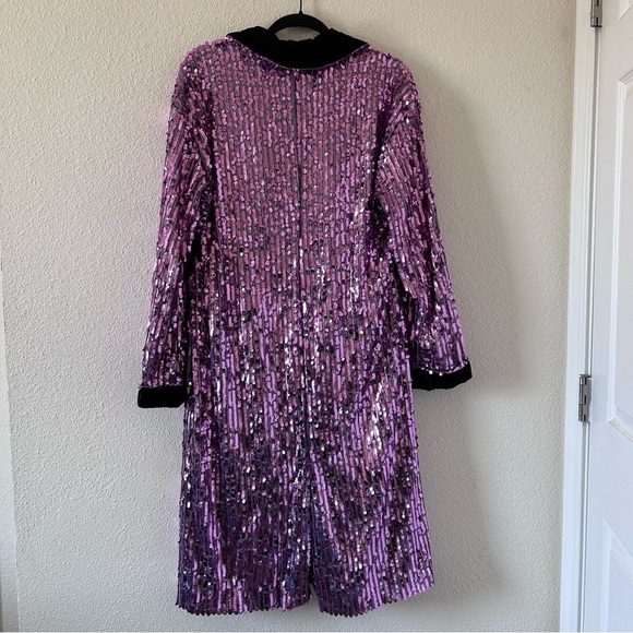 FREE PEOPLE Ella Sequin Duster Small Purple Black Relaxed Longline Dressy Party - Picture 11 of 16